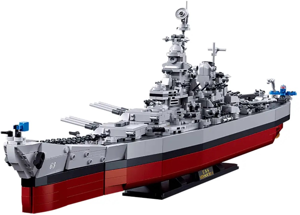   - Slagschip USS Missouri | Compatibel met lego mould king & mega bloks | WW2 Army constructie set | Expert Leger schip modelbouw | Technische educatief speelgoed bouwpakketten voor kinderen & volwassenen | 1739 bouwstenen